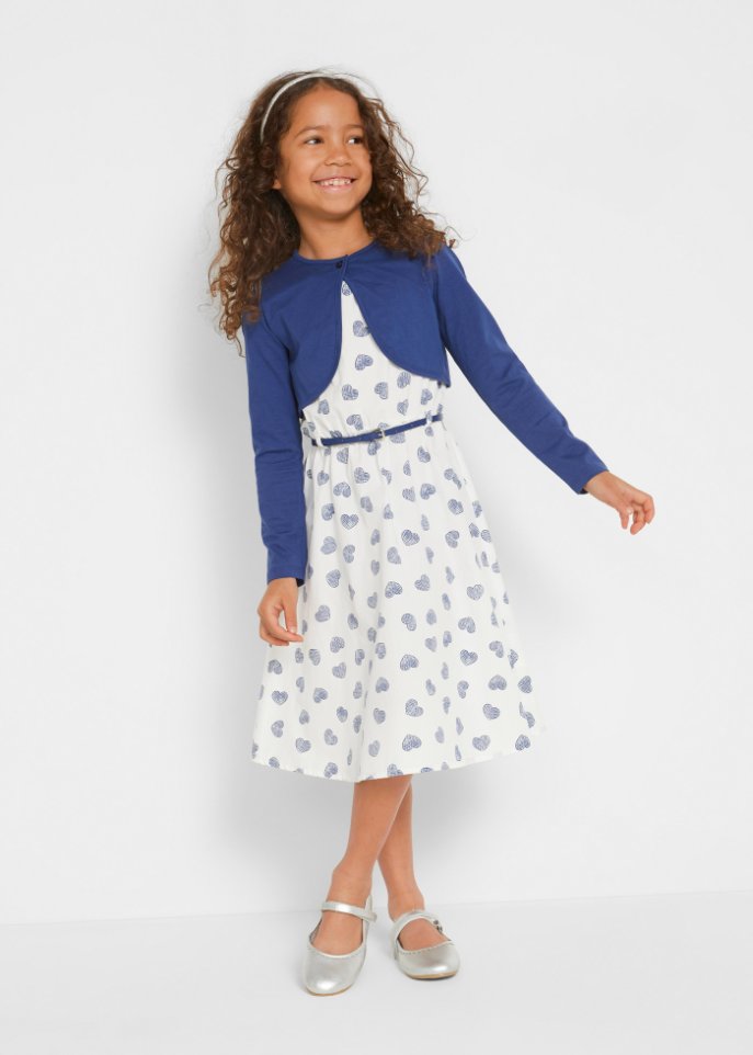Mädchen Kleid + Bolero + Gürtel (3-tlg.Set)