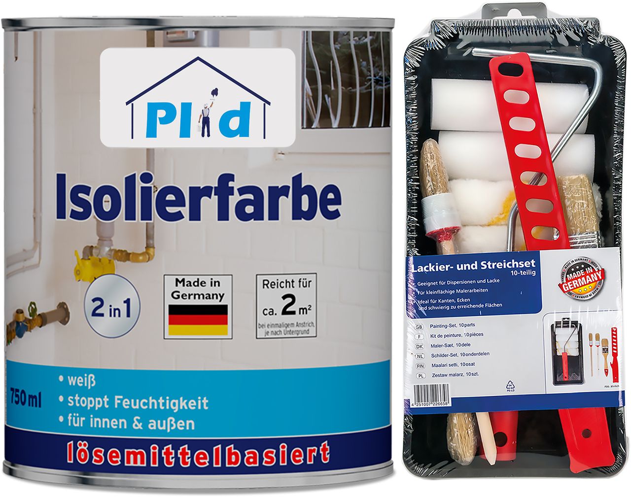 Plid Premium Isolierfarbe LH Niktoinfarbe Deckanstrich Nikotinsperre Set Weiß