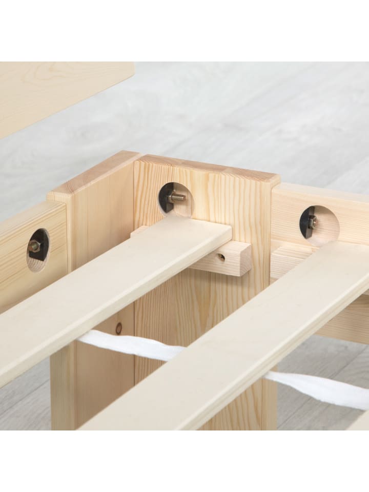 Homestyle4u Holzbett 90x200 mit Lattenrost in Braun günstig kaufen