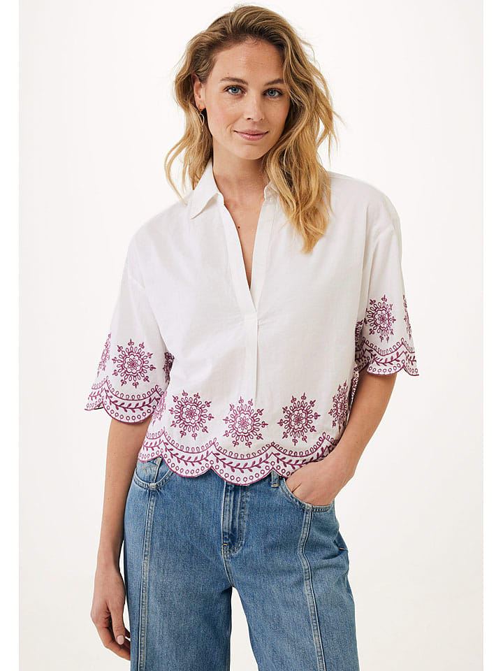 Mexx Bluse in Weiß/ Lila günstig kaufen