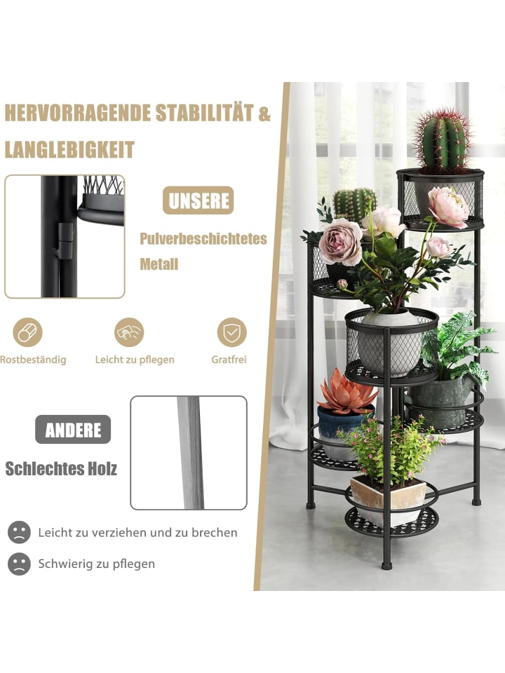 COSTWAY Pflanzenständer 6 Etagen in Schwarz günstig kaufen onesize