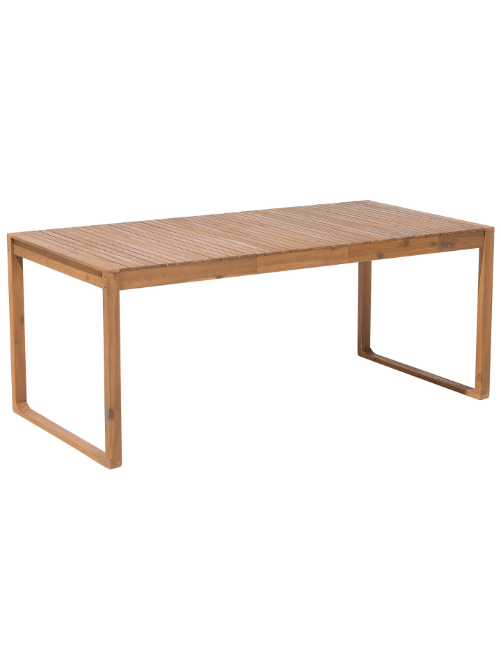 Beliani 9-tlg Gartentisch Set SASSARI in Heller Holzfarbton/Blau günstig kaufen onesize