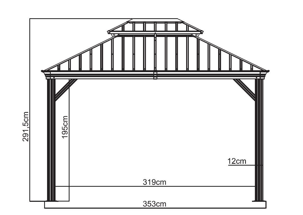 50NRTH Sojag Aluminium Pavillon Messina 10x12 champagner