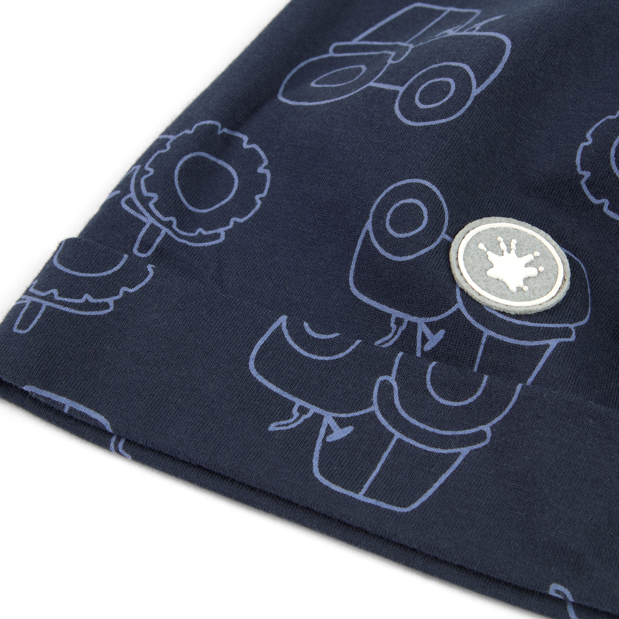Kinder Beanie mit Traktor bedruckt, blau