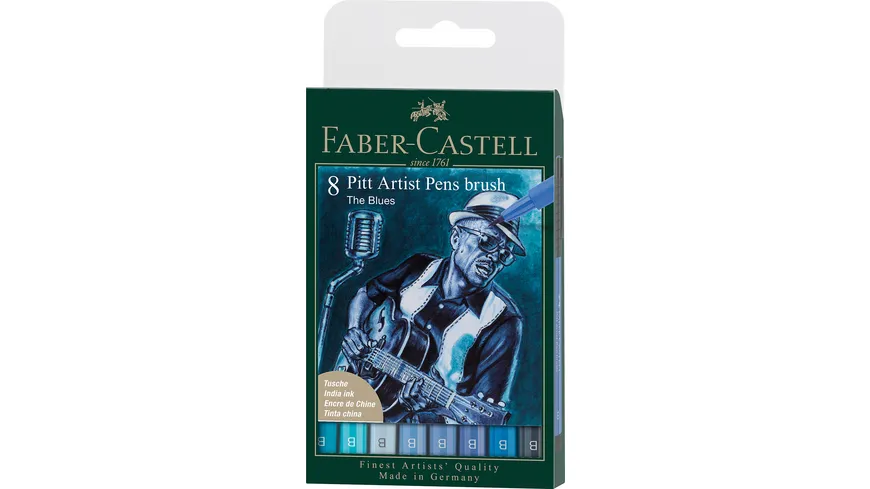 FABER-CASTELL Tuschestift Pitt Artist Pen Blues 8er Set