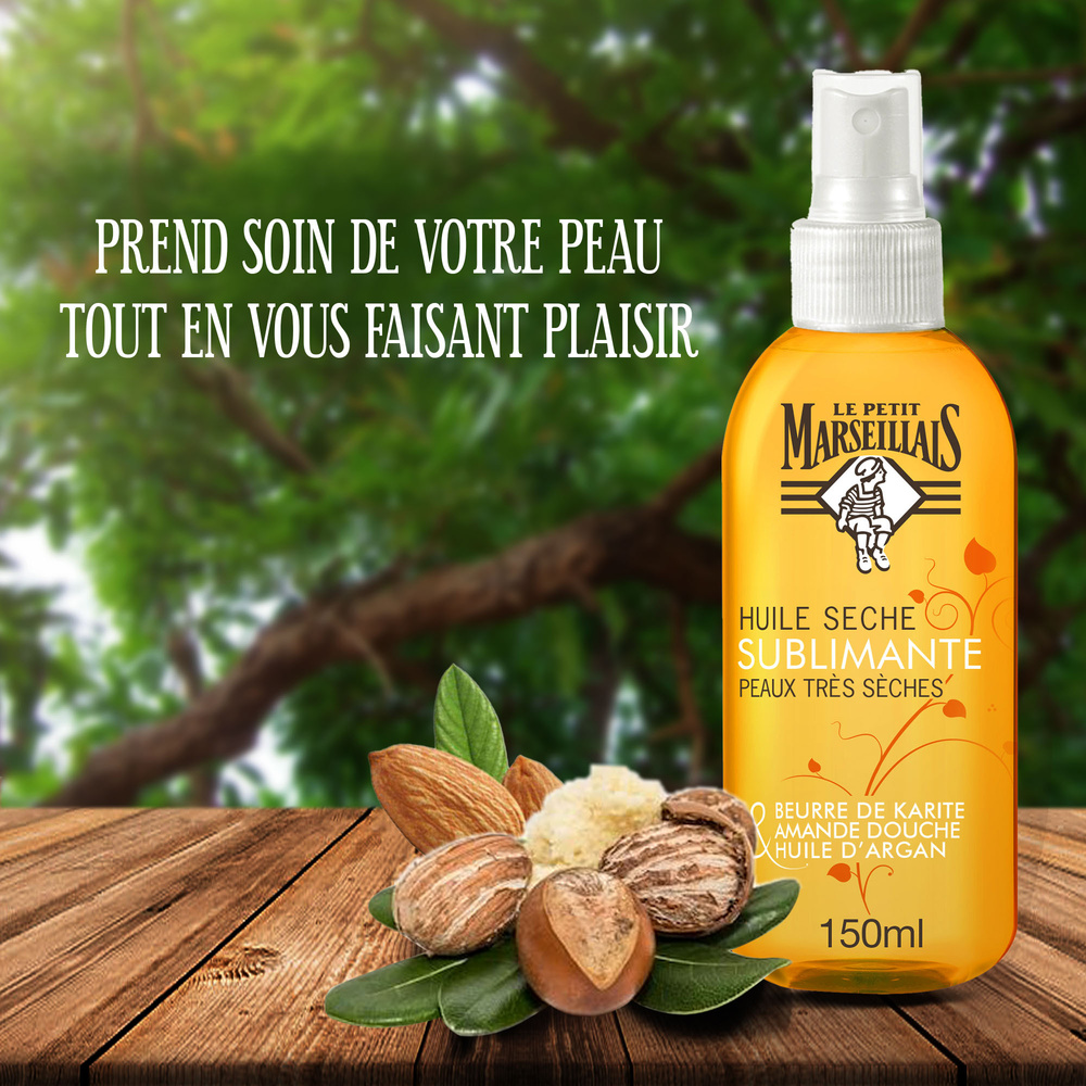 le petit marseillais Huile Sèche Sublimante, Beurre de karité, Amande douce & Huile d'argan 150 ml Démélant