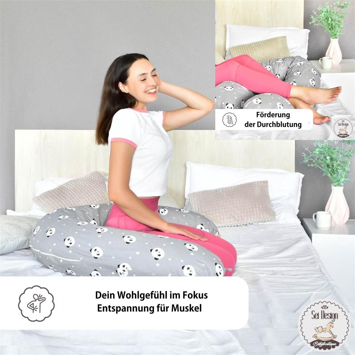 SEI Design Stillkissen Seitenschläferkissen Babynestchen Kuschelnest XXL, Schwangerschaftskissen mit Bezug, Bezug 100% Baumwolle