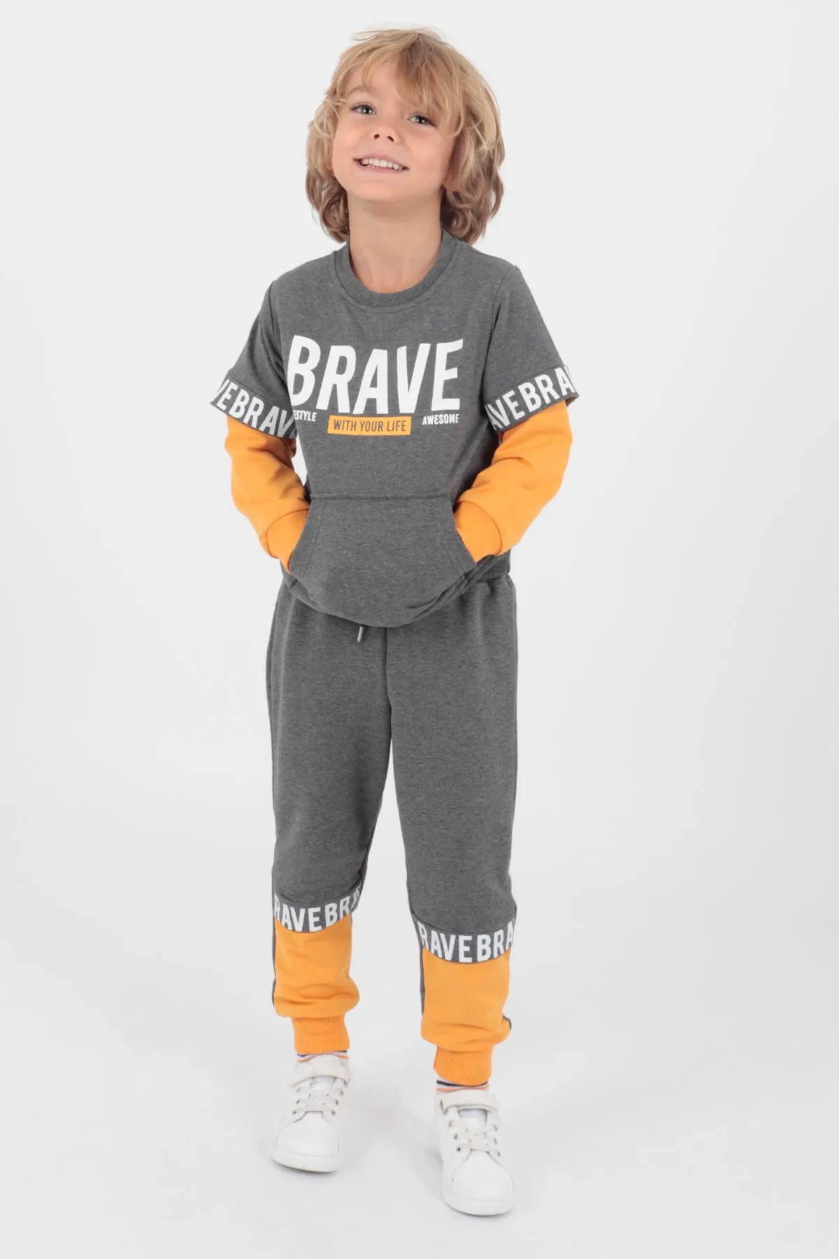 AHENGİM  Bedrucktes Brave-Trainingsanzug-Set für Jungen Ak2231