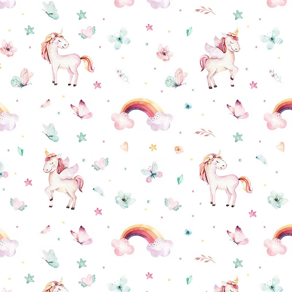 Geschenkpapier 5 Bögen Einhorn bunt Aquarell – 1,60€/qm Größe: - 84,1 x 59,4 cm Geschenkpapier