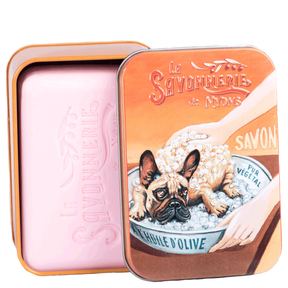 La savonnerie de nyons Savon 200g Rose et Boîte Métal Bulldog Savon