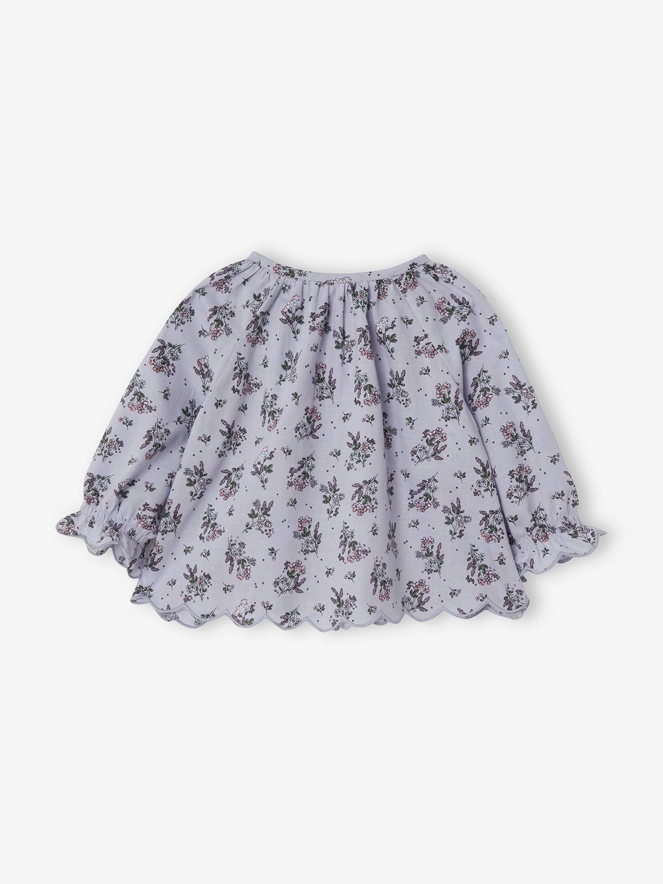 Vertbaudet Baby Bluse mit gewellten Abschlüssen - blau bedruckt