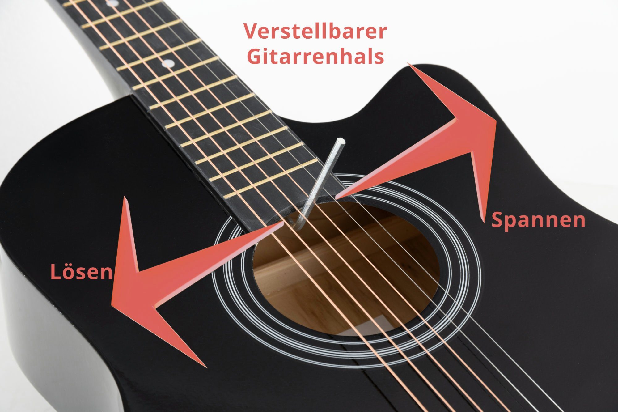 Rocktile Westerngitarre WSD-5C Slim Line Westerngitarren Set - Dreadnought Akustik Gitarre, Set inkl. Tasche, Ersatzsaiten, Gurt und Plektren