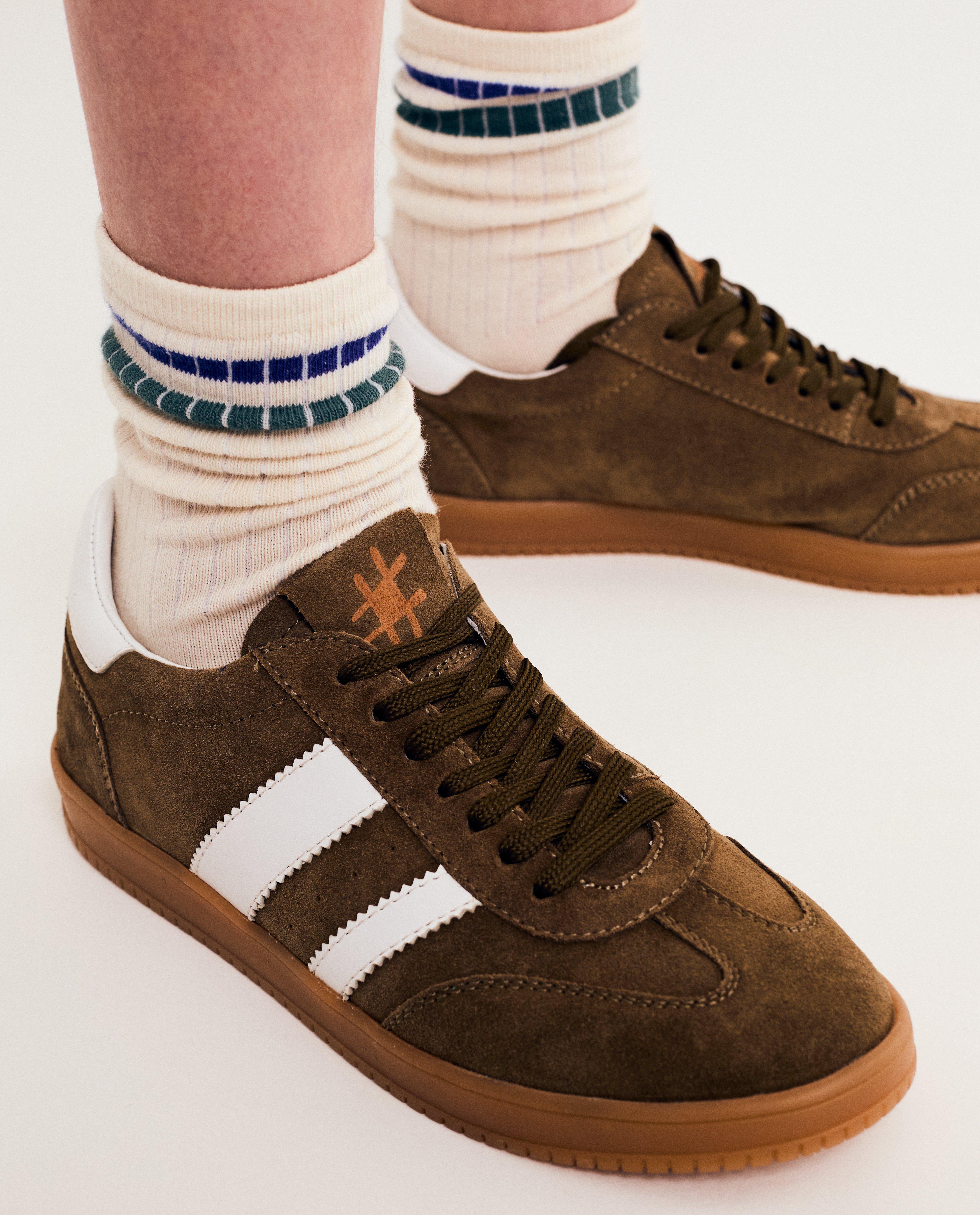 Like Me csíkos sportcipő, khaki 31-39-es méret