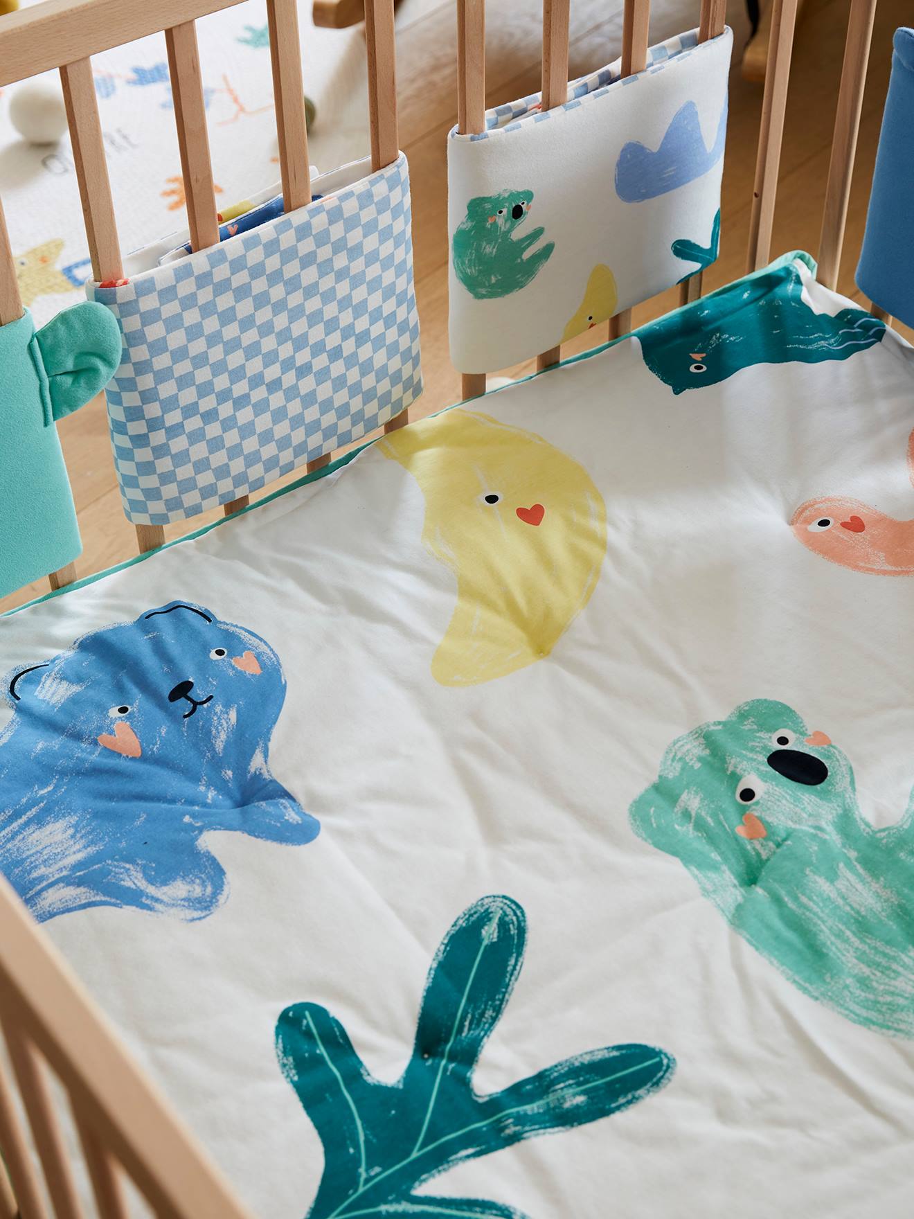 Vertbaudet Baby Bettumrandung/Laufgitter-Polster KÜNSTLER Oeko-Tex - mehrfarbig
