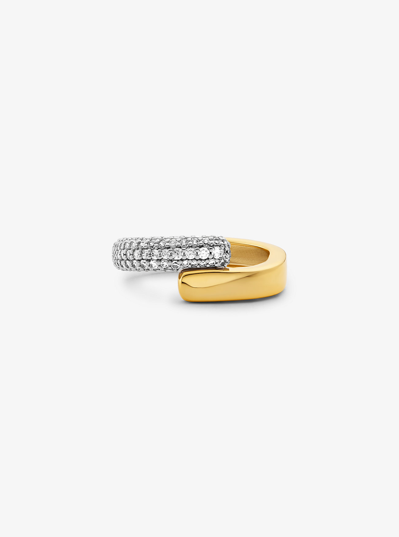 Ring i sterlingsølv belagt med edelmetall og pavé – tofarget