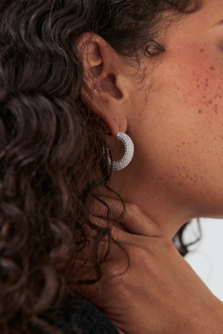 Pave hoops earrings