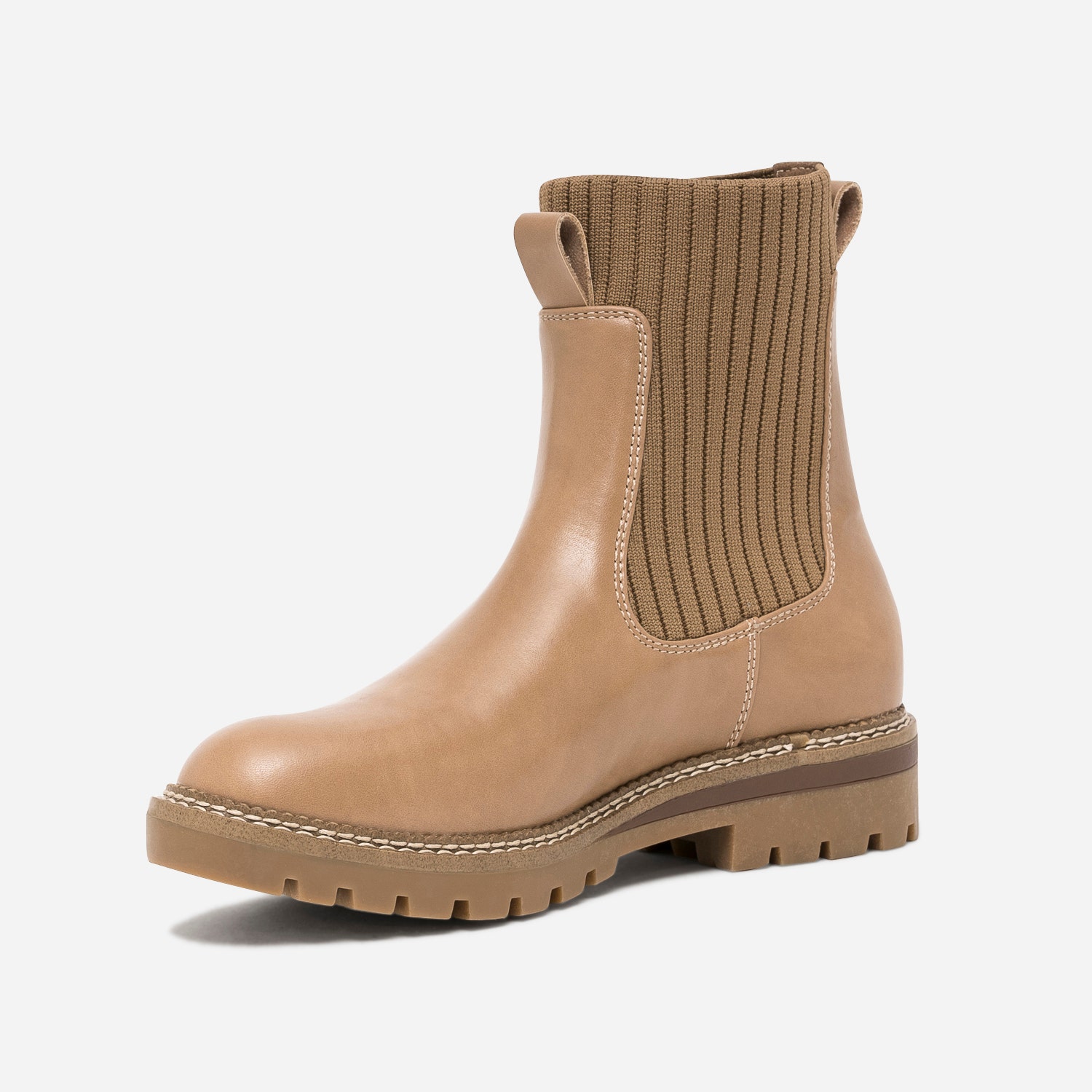 Chelsea boots camel à semelle crantée