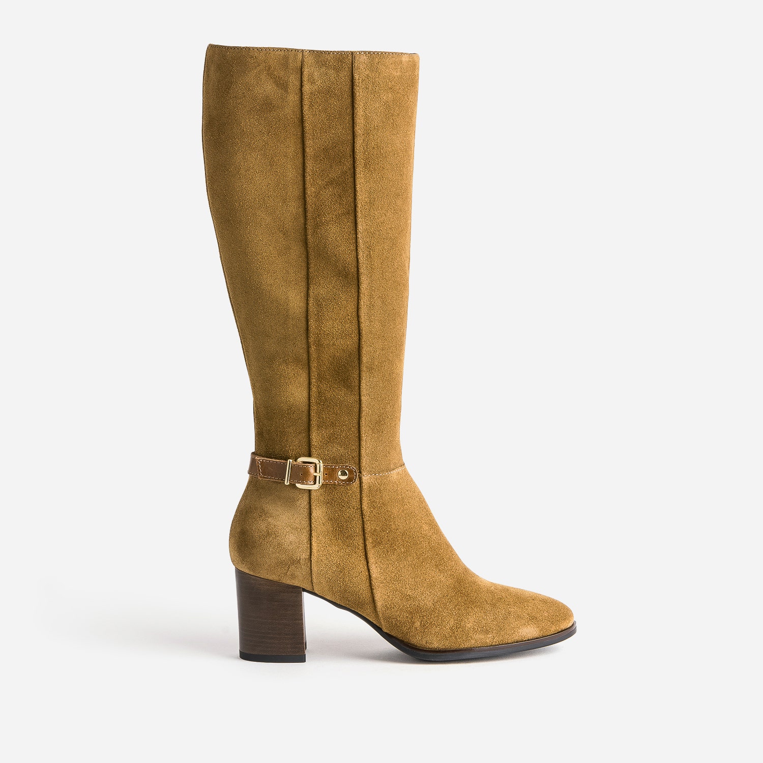 Botte marron clair en cuir velours