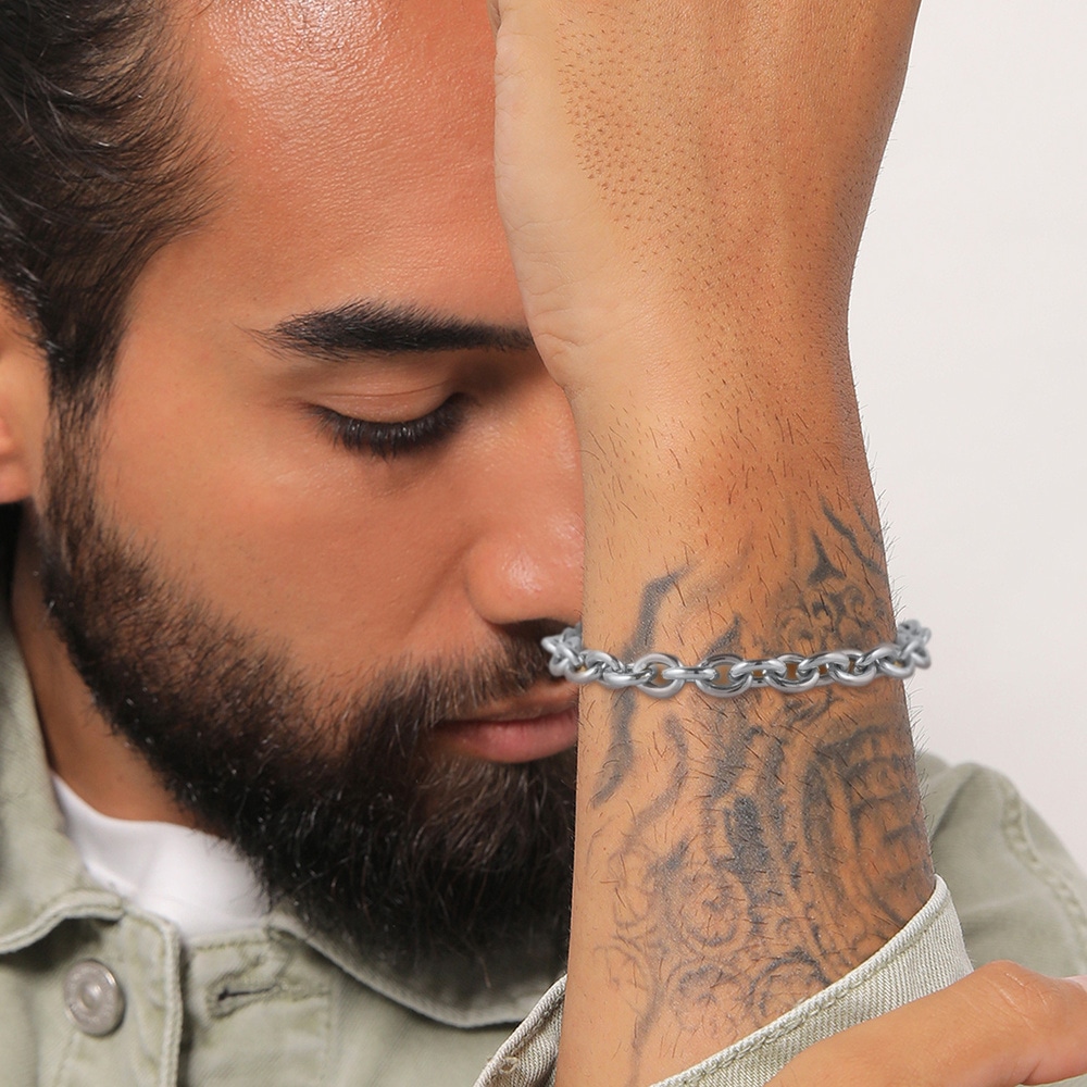 KUZZOI KUZZOI Bracelet Hommes Maillons grossiers Basique en argent sterling 925 Bracelet