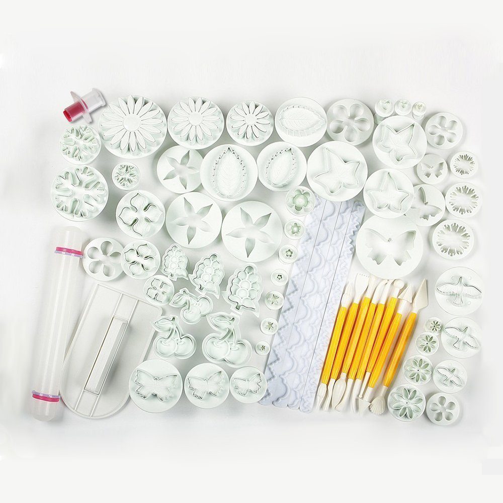 Homewit Ausstechform Fondant Ausstecher Set Tortendeko für Buchstaben Premium Backzubehör, (Packung, 69-St), Weihnachtsdekoration Modellierwerkzeug tüv Kuchen, Torten, Cupcakes