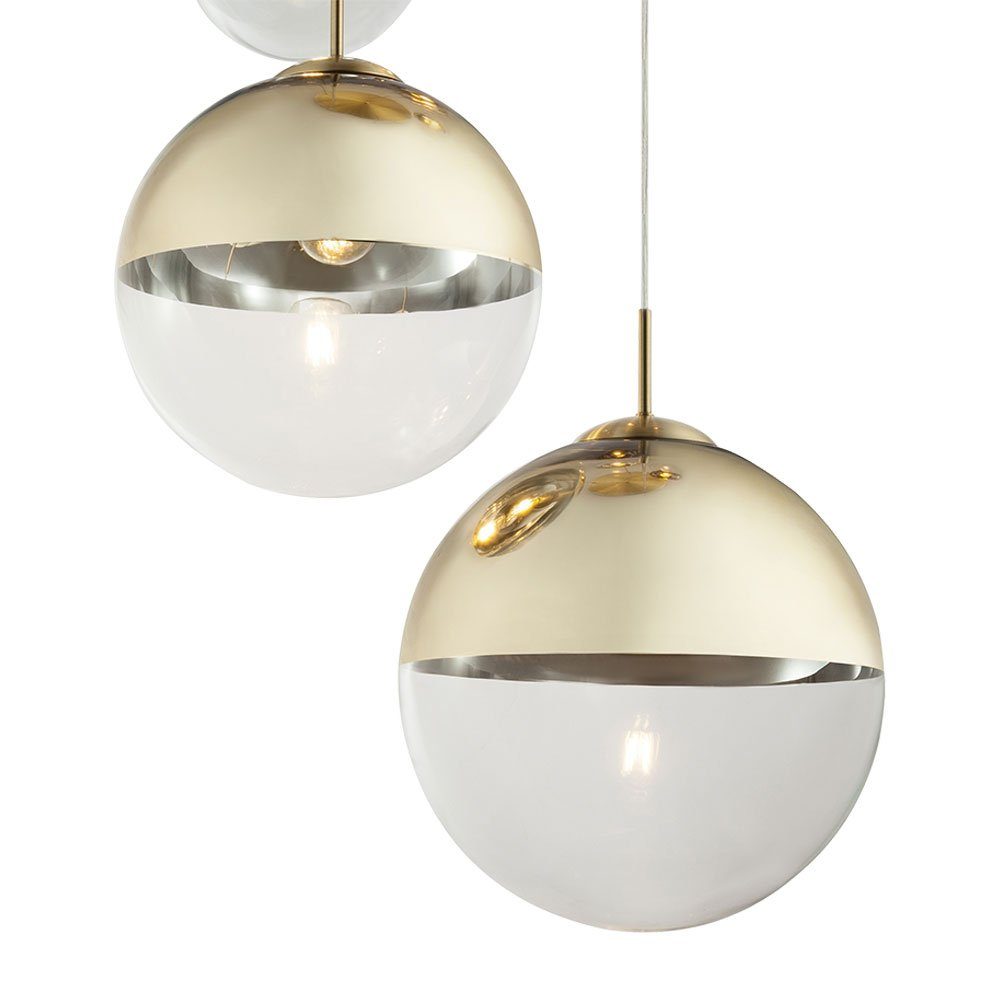 etc-shop Kugelleuchte, Leuchtmittel nicht inklusive, Pendelleuchte Esszimmer Hängelampe gold 5 flammig