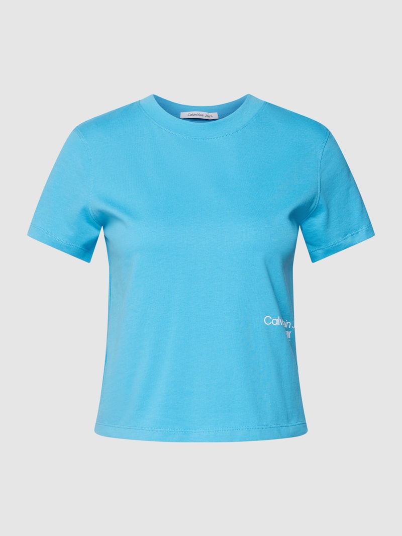T-Shirt mit Label-Print in bleu