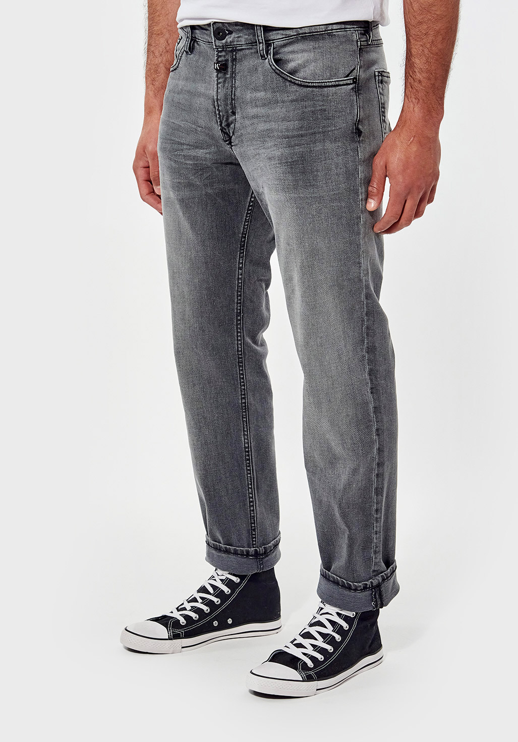 DATTT  Jean straight Homme gris clair délavé