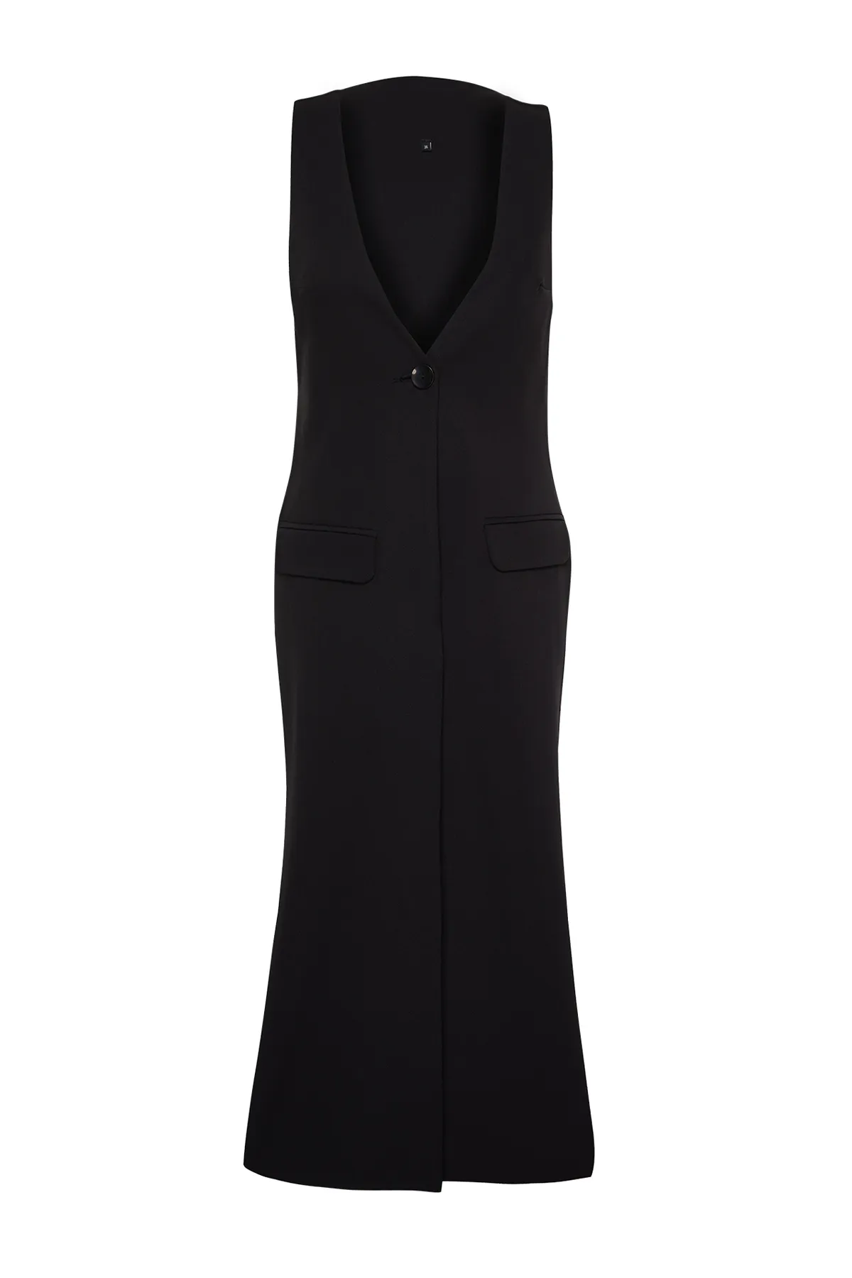 Trendyol Collection  Schwarze, taillierte, lange Weste TWOSS24YE00036