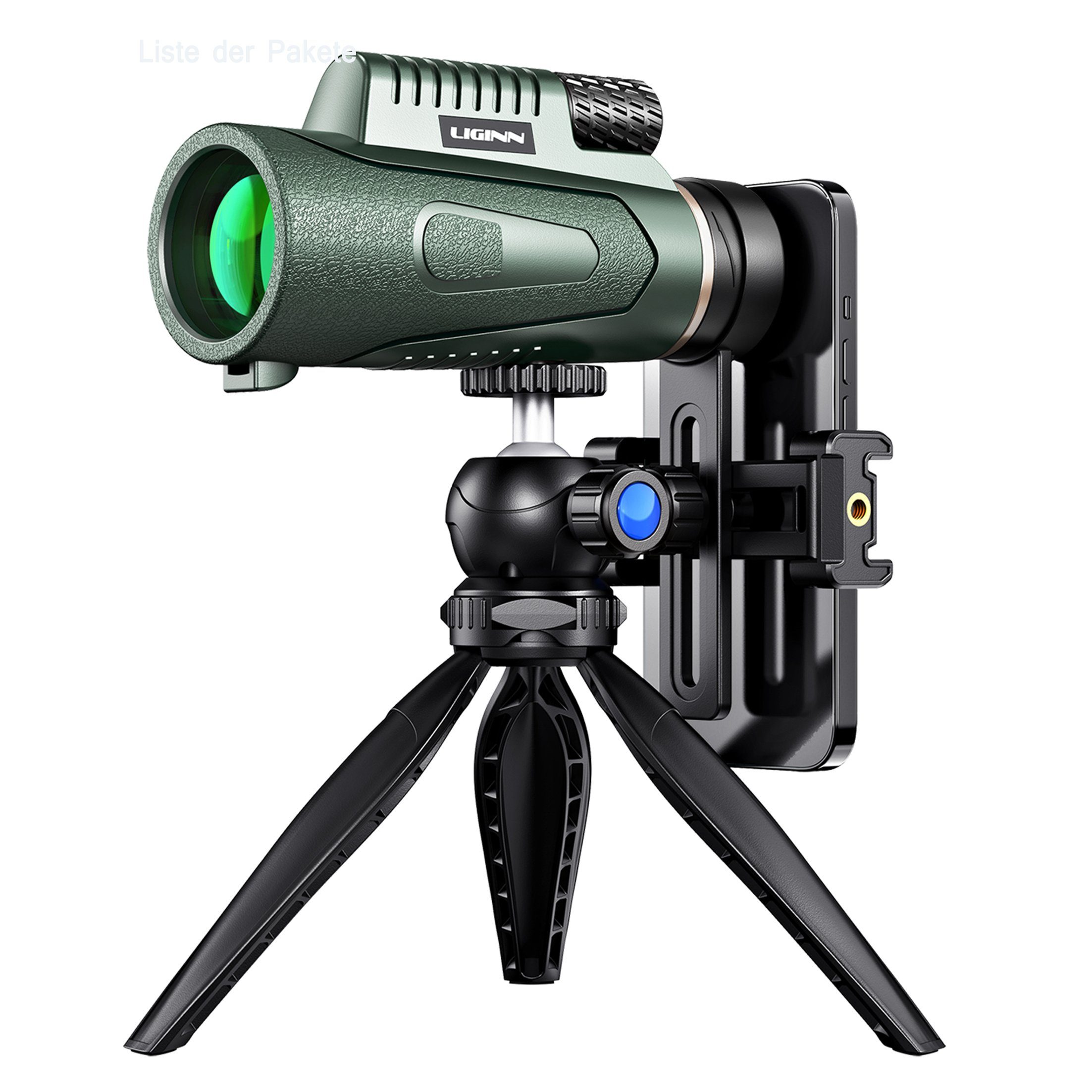 KINSI Outdoor Monokular,HD-Teleskop,mit Stativ + Handy-Clip,12x50 Fernrohr (12fache Vergrößerung für Vogelbeobachtung/Sportspiele/Jagd/Reisen)