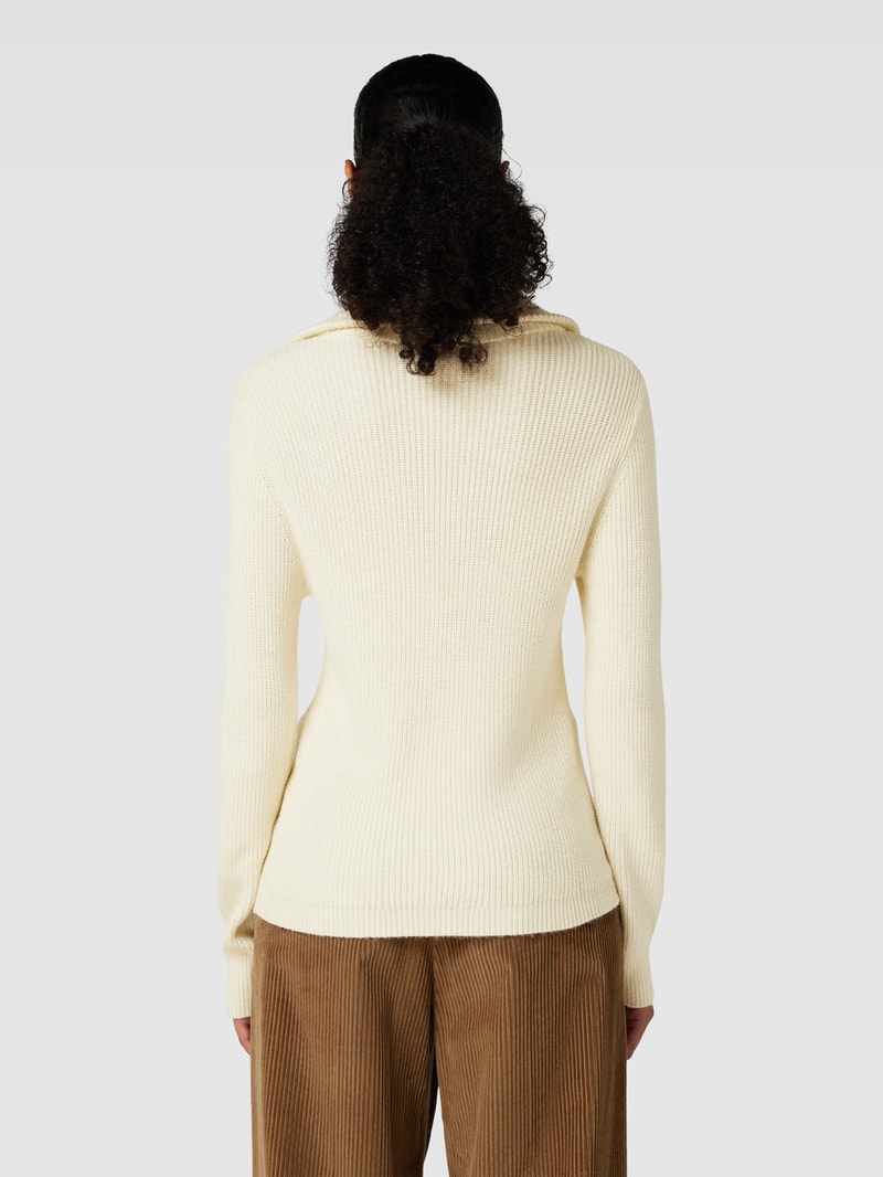 Strickpullover mit kurzem Reißverschluss in sand
