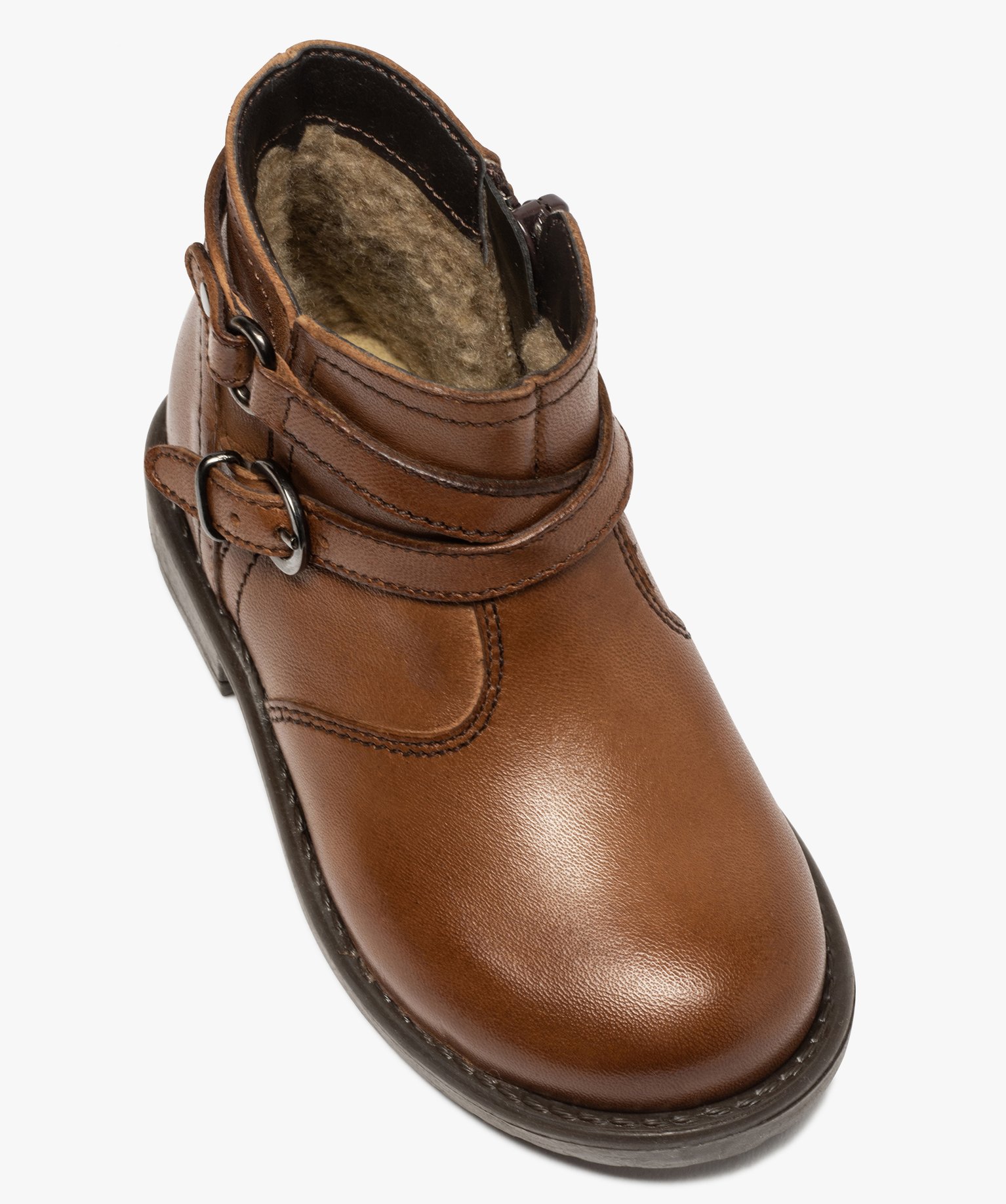Boots bébé fille en cuir avec bride décorative | GEMO