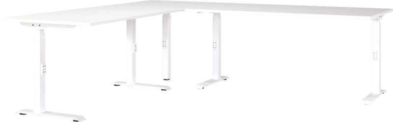 GERMANIA Eckschreibtisch Spanplatte, Metall Weiß C-Fuß 2.600 x 2.000 x 910 mm
