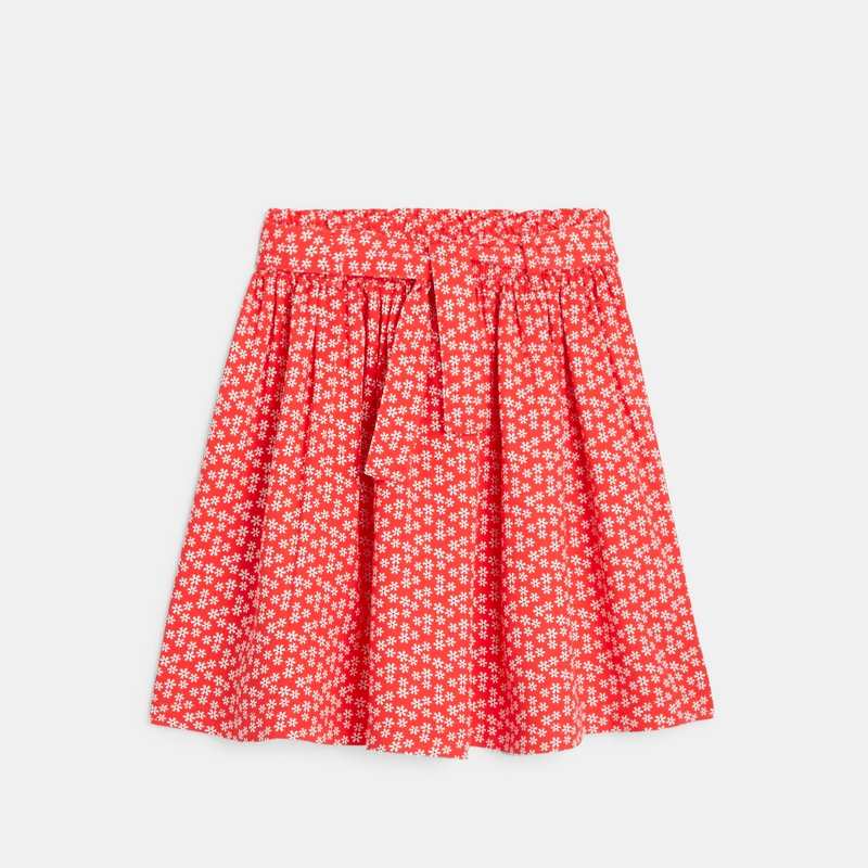 Jupe courte imprimée rouge fille