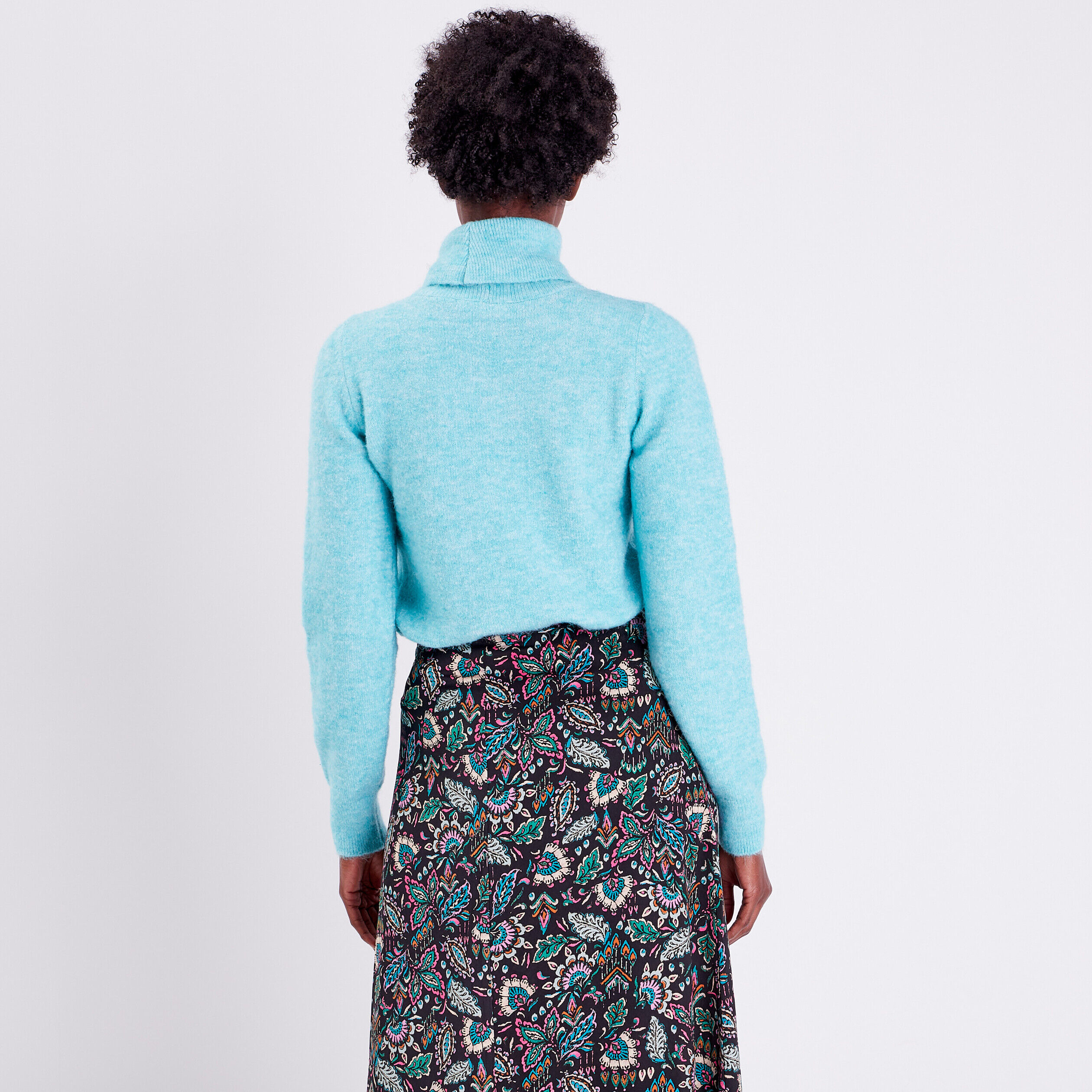 Pull col roulé bleu pétrole femme | Cache Cache