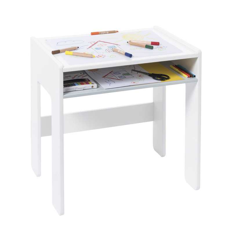 Bureau blanc et gris maternelle avec rangement Oxybul