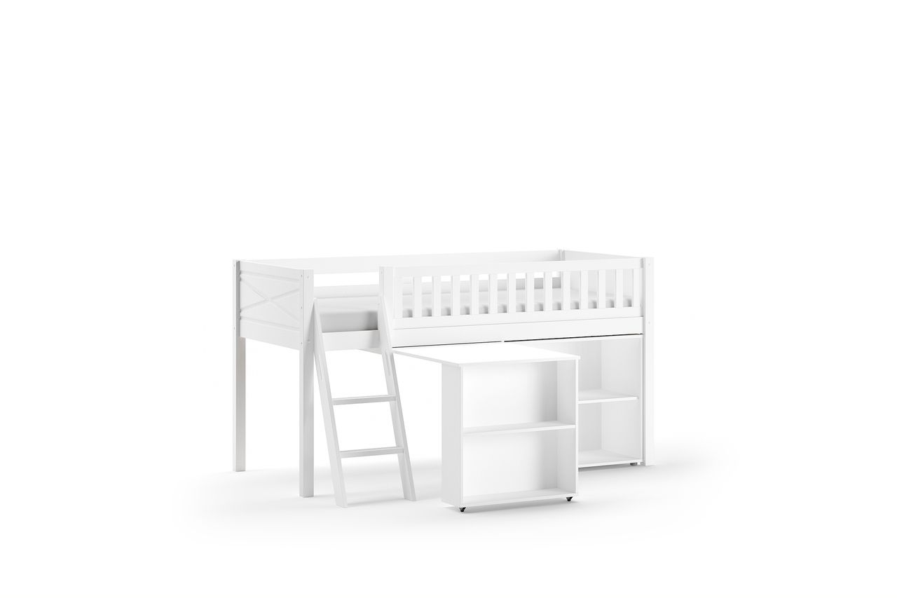 VIPACK SCOTT Spielbett, LF 90 x 200 cm, mit Schreibtisch und Regal
