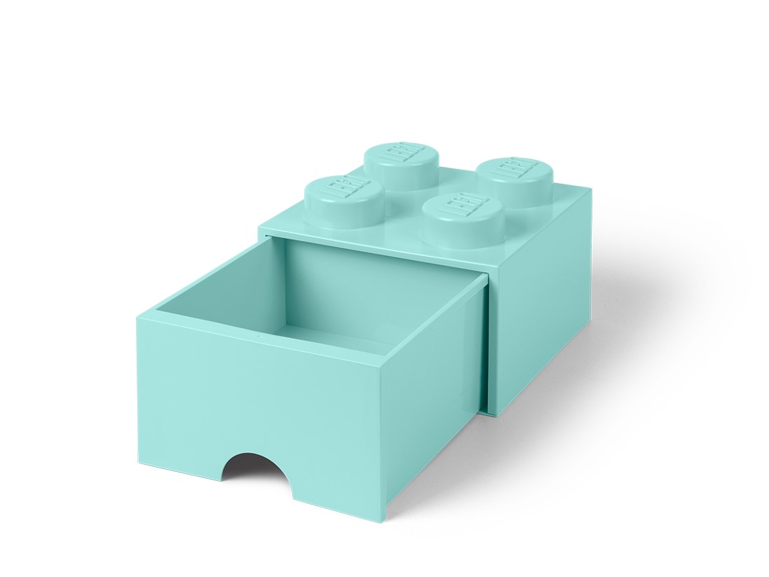 LEGO® Aufbewahrungsstein mit 4 Noppen und Schubfach in Wasserblau 5005714