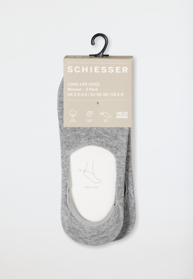 Inshoe-Damensocken 2er-Pack silbergrau meliert - Long Life Cool
