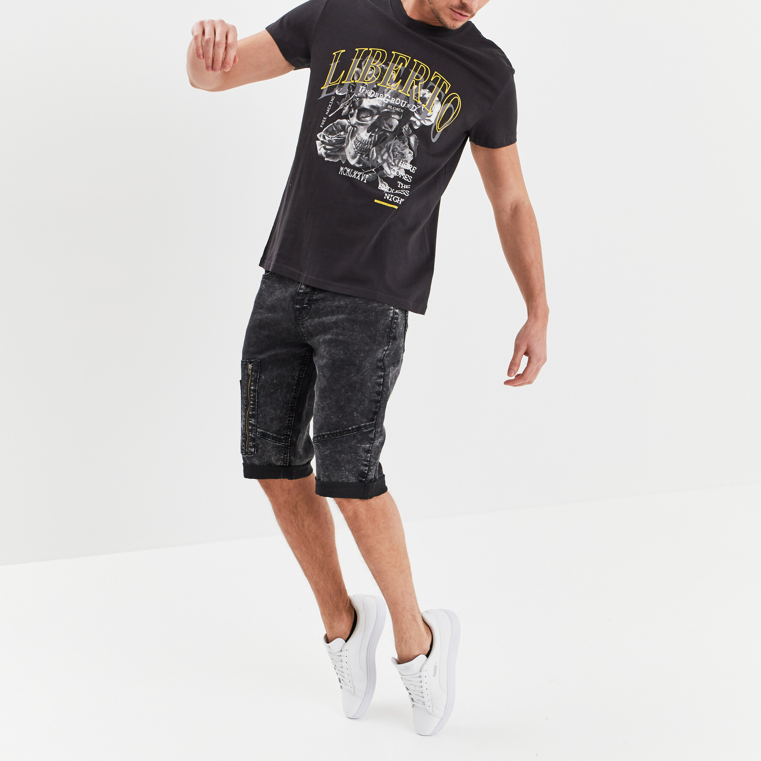 T-shirt manches courtes Liberto gris foncé homme | La Halle