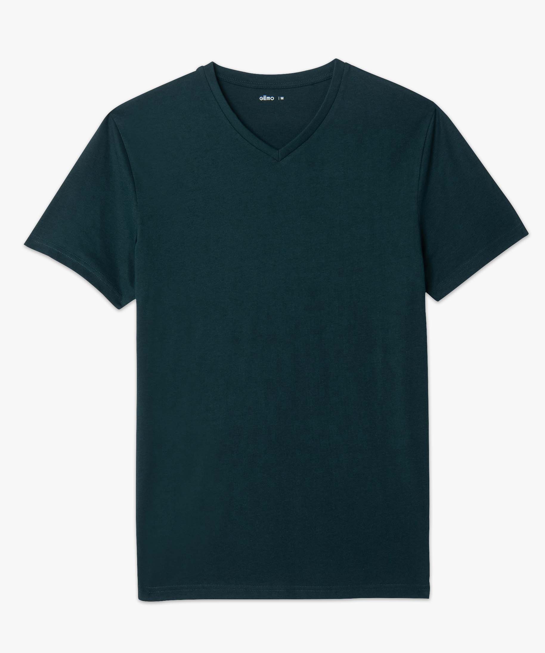 Tee-shirt homme à manches courtes et col V vert | GEMO