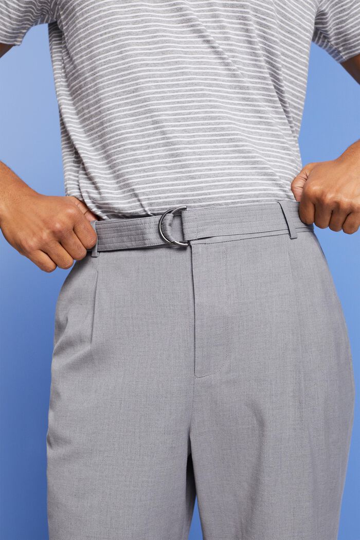 Hose mit weitem Bein und Gürtel, Wollmix