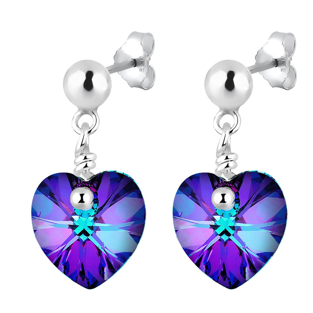 Elli Elli Boucles d'Oreilles Ohrhänger Herz Kristalle 925 Silber Boucles d'oreilles