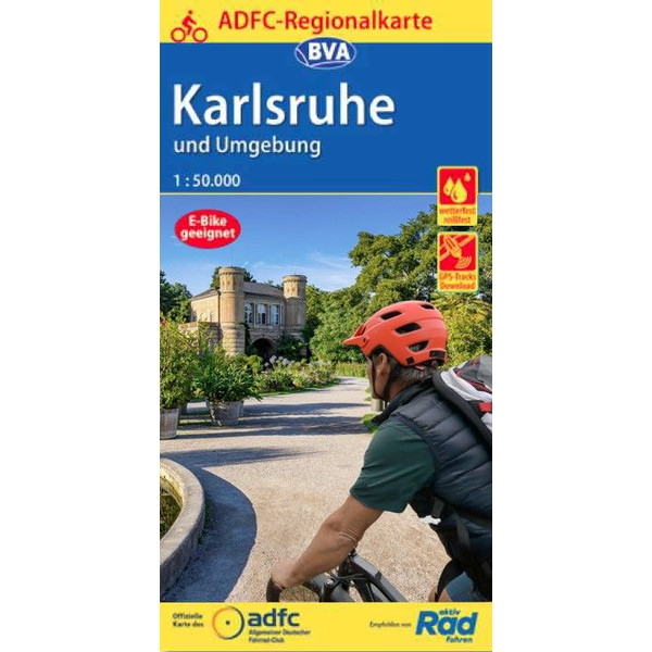 ADFC-Regionalkarte Karlsruhe und Umgebung,1:50.000, reiß- und wetterfest, GPS-Tracks Download - Fahrradkarte