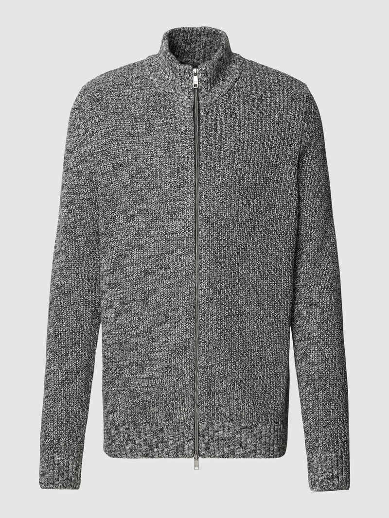 Strickjacke mit Stehkragen in anthrazit