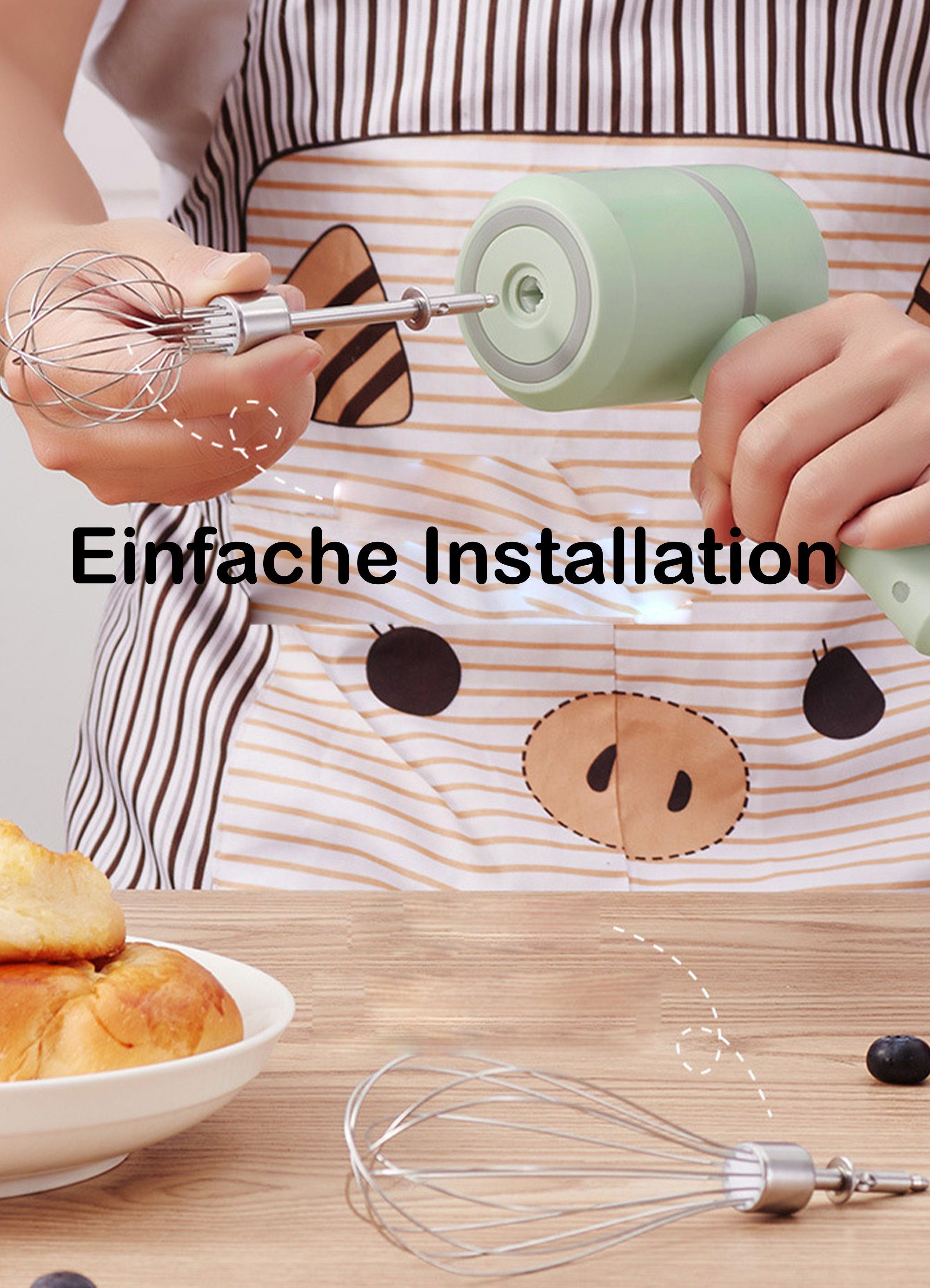 KUGI Stabmixer Lebensmittelmischer Elektrischer Schneebesen Eiermischer, Pfannkuchenmischer Mischmaschine