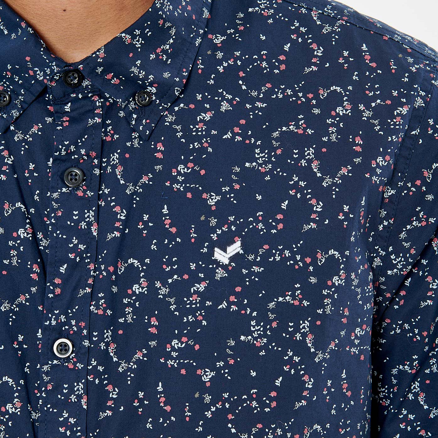 COONE  Chemise bleue marine fleurie homme