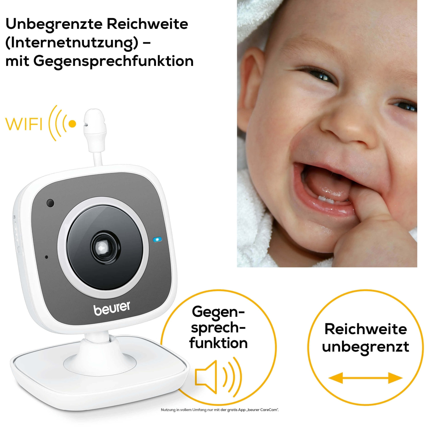 Beurer Baby Care Monitor BY 88 Smart-Jederzeit sehen und hören, was zu Hause los ist
