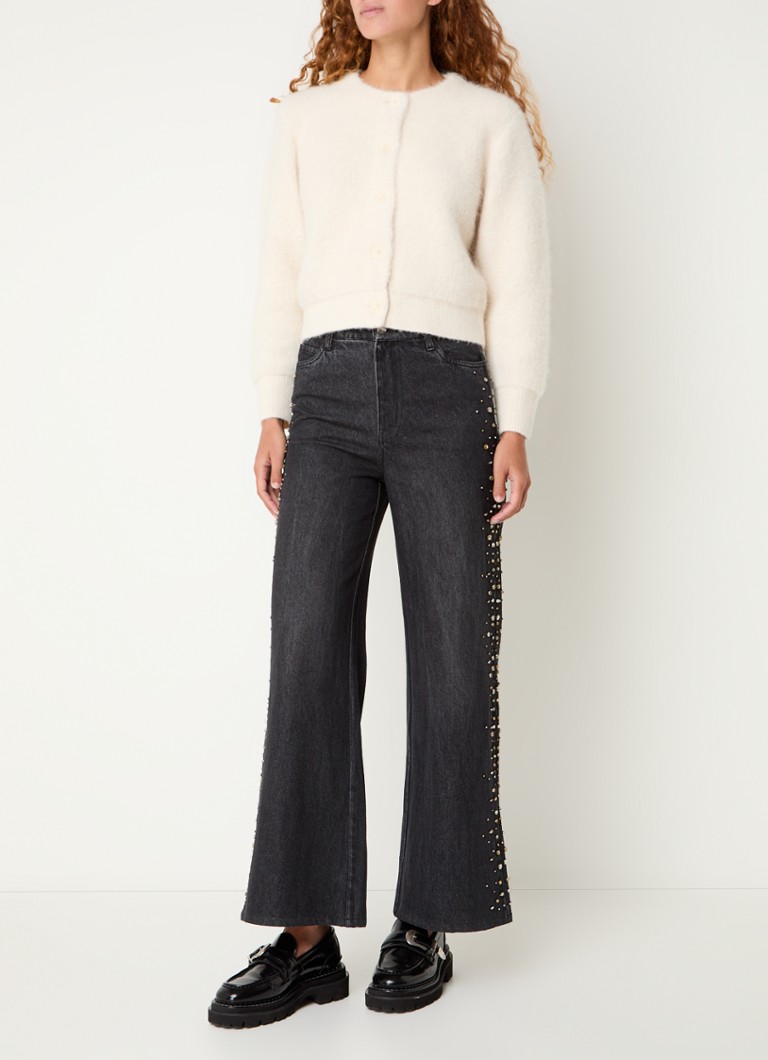 Jean court taille haute ample Sandro orné de strass