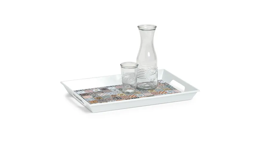 zeller Tablett Mosaik 50x35cm weiss, dekor