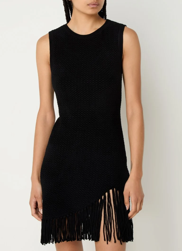 Robe mini sans manches Sandro à ourlet asymétrique et franges